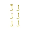 Multi-Pack CZ Goldplated Stone Heart Corkscrew Nose Rings 6 Pack - 20 Gauge at Spencer's