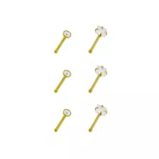 Multi-Pack CZ Square Gold Plated Nose Pins 6 Pack - 20 Gauge at Spencer's