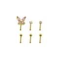 Multi-Pack CZ Butterfly Gold Plated Nose Pins 6 Pack - 20 Gauge at Spencer's
