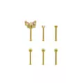 Multi-Pack CZ Butterfly Gold Plated Nose Pins 6 Pack - 20 Gauge at Spencer's