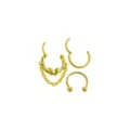 Multi-Pack CZ Butterfly Chain Horseshoe and Hinged Septum Rings 3 Pack - 16 Gauge at Spencer's