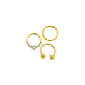 Multi-Pack CZ Circular Gem Horseshoe and Hinged Septum Rings 3 Pack - 16 Gauge at Spencer's