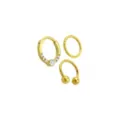 Multi-Pack CZ Circular Gem Horseshoe and Hinged Septum Rings 3 Pack - 16 Gauge at Spencer's