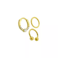 Multi-Pack CZ Circular Gem Horseshoe and Hinged Septum Rings 3 Pack - 16 Gauge at Spencer's