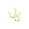 Multi-Pack CZ Circular Gem Horseshoe and Hinged Septum Rings 3 Pack - 16 Gauge at Spencer's