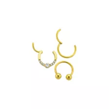 Multi-Pack CZ Circular Gem Horseshoe and Hinged Septum Rings 3 Pack - 16 Gauge at Spencer's