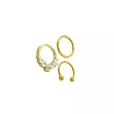 Multi-Pack CZ Butterfly Horseshoe and Hinged Septum Rings 3 Pack - 16 Gauge at Spencer's