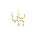 Multi-Pack CZ Butterfly Horseshoe and Hinged Septum Rings 3 Pack - 16 Gauge at Spencer's