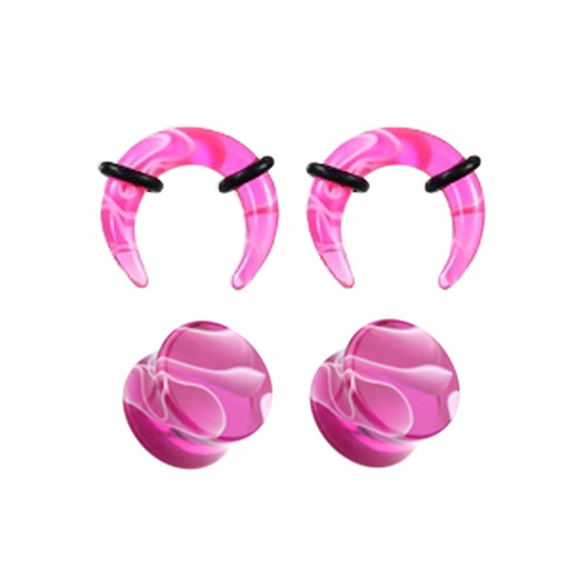 Multi-Pack Pink Marble Acrylic Pinchers and Plugs - 2 Pair at Spencer's