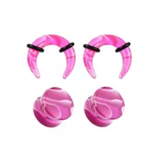 Multi-Pack Pink Marble Acrylic Pinchers and Plugs - 2 Pair at Spencer's