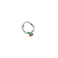 Silvertone CZ Cherry Hinged Septum Ring - 16 Gauge at Spencer's
