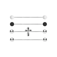 Multi-Pack Silvertone Acrylic Cross Industrial Barbells 4 Pack - 14 Gauge at Spencer's
