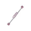 CZ Pink Multiple Gem Industrial Barbell - 14 Gauge at Spencer's