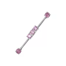CZ Pink Multiple Gem Industrial Barbell - 14 Gauge at Spencer's