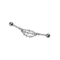 CZ Silvertone Triple Chain Double Ball Industrial Barbell - 14 Gauge at Spencer's