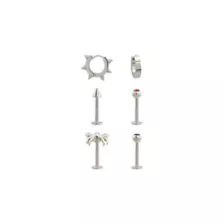 Multi-Pack CZ Labrets and Spiked Huggie Earrings - 16-18 Gauge at Spencer's