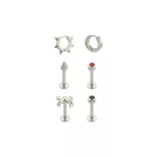 Multi-Pack CZ Labrets and Spiked Huggie Earrings - 16-18 Gauge at Spencer's