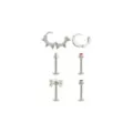 Multi-Pack CZ Labrets and Spiked Huggie Earrings - 16-18 Gauge at Spencer's