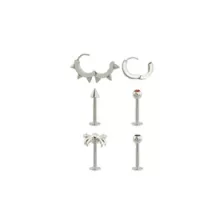 Multi-Pack CZ Labrets and Spiked Huggie Earrings - 16-18 Gauge at Spencer's