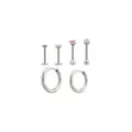 Multi-Pack CZ Heart Labrets Cartilage and Huggie Earrings 6 Pack - 16-18 Gauge at Spencer's