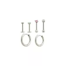 Multi-Pack CZ Heart Labrets Cartilage and Huggie Earrings 6 Pack - 16-18 Gauge at Spencer's