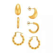 Multi-Pack Goldplated Chunky Twist Hoop Earrings - 3 Pack at Spencer's