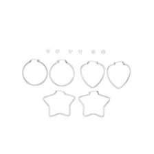 Multi-Pack CZ Silverplated Star Hoop and Stud Earrings  - 6 Pack at Spencer's