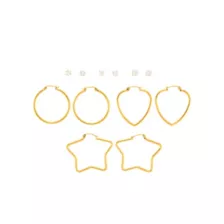 Multi-Pack CZ Goldplated Star Hoop and Stud Earrings - 6 Pack at Spencer's