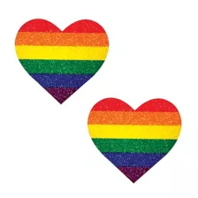 Rainbow Pride Heart Glitter Nipple Pasties at Spencer's