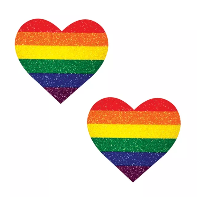 Rainbow Pride Heart Glitter Nipple Pasties at Spencer's