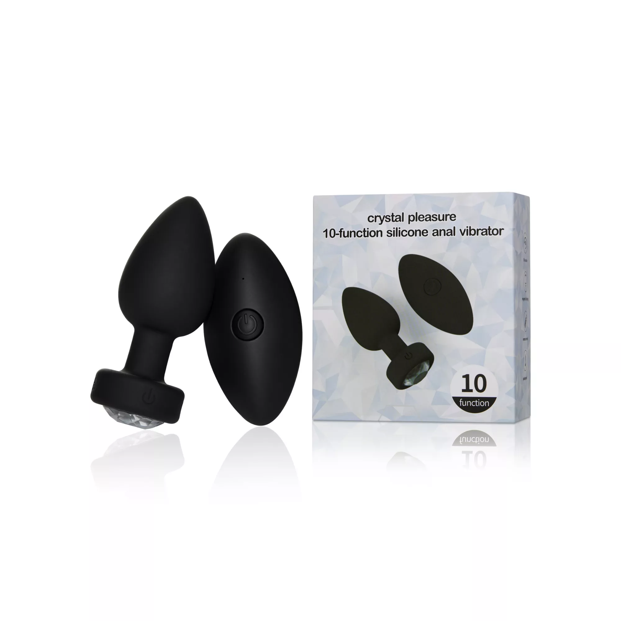 Black Crystal Pleasure Multi-Function Silicone Vibrating Anal Vibrator - 3.6 Inch