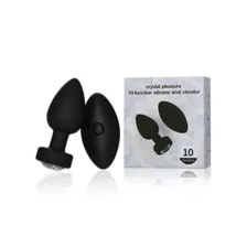 Black Crystal Pleasure Multi-Function Silicone Vibrating Anal Vibrator - 3.6 Inch at Spencer's