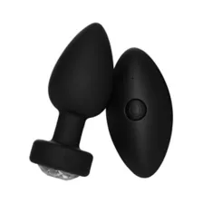 Black Crystal Pleasure Multi-Function Silicone Vibrating Anal Vibrator - 3.6 Inch at Spencer's