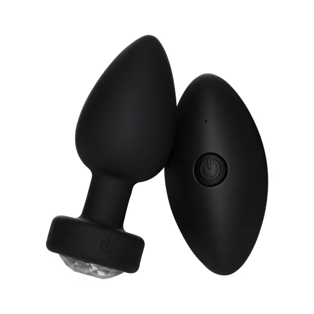 Black Crystal Pleasure Multi-Function Silicone Vibrating Anal Vibrator - 3.6 Inch at Spencer's