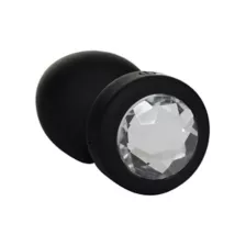 Black Crystal Pleasure Multi-Function Silicone Vibrating Anal Vibrator - 3.6 Inch at Spencer's
