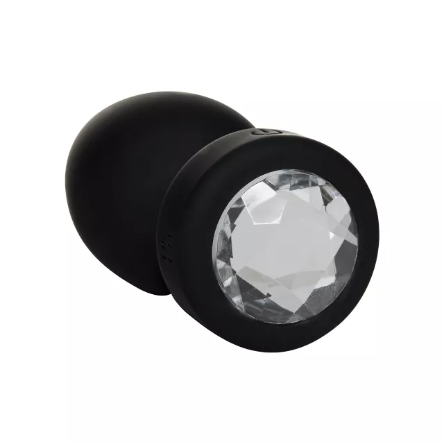 Black Crystal Pleasure Multi-Function Silicone Vibrating Anal Vibrator - 3.6 Inch at Spencer's