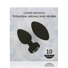 Black Crystal Pleasure Multi-Function Silicone Vibrating Anal Vibrator - 3.6 Inch at Spencer's