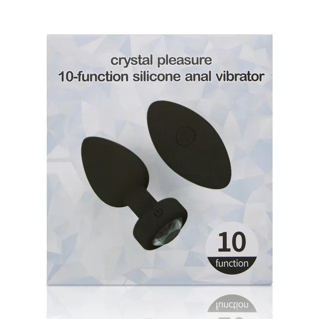 Black Crystal Pleasure Multi-Function Silicone Vibrating Anal Vibrator - 3.6 Inch at Spencer's