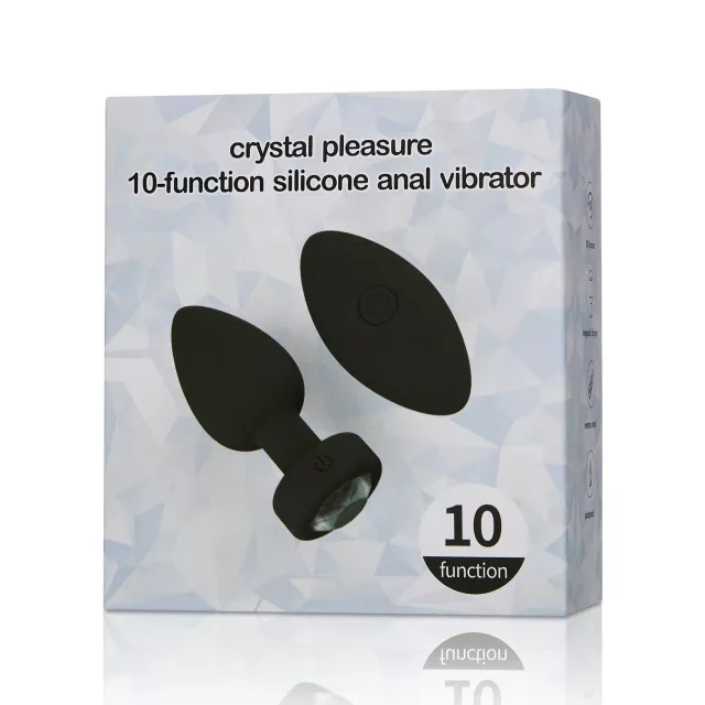 Black Crystal Pleasure Multi-Function Silicone Vibrating Anal Vibrator - 3.6 Inch at Spencer's