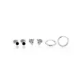 Multi-Pack Black CZ Playboy Studs and Huggie Hoop Earrings 3 Pair - 20 Gauge at Spencer's