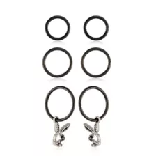 Multi-Pack CZ Black Playboy Pendant Hoop Earrings 3 Pair - 16 Gauge at Spencer's