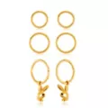 Multi-Pack Black CZ Goldtone Playboy Pendant Hoop Earrings 3 Pair - 16 Gauge at Spencer's