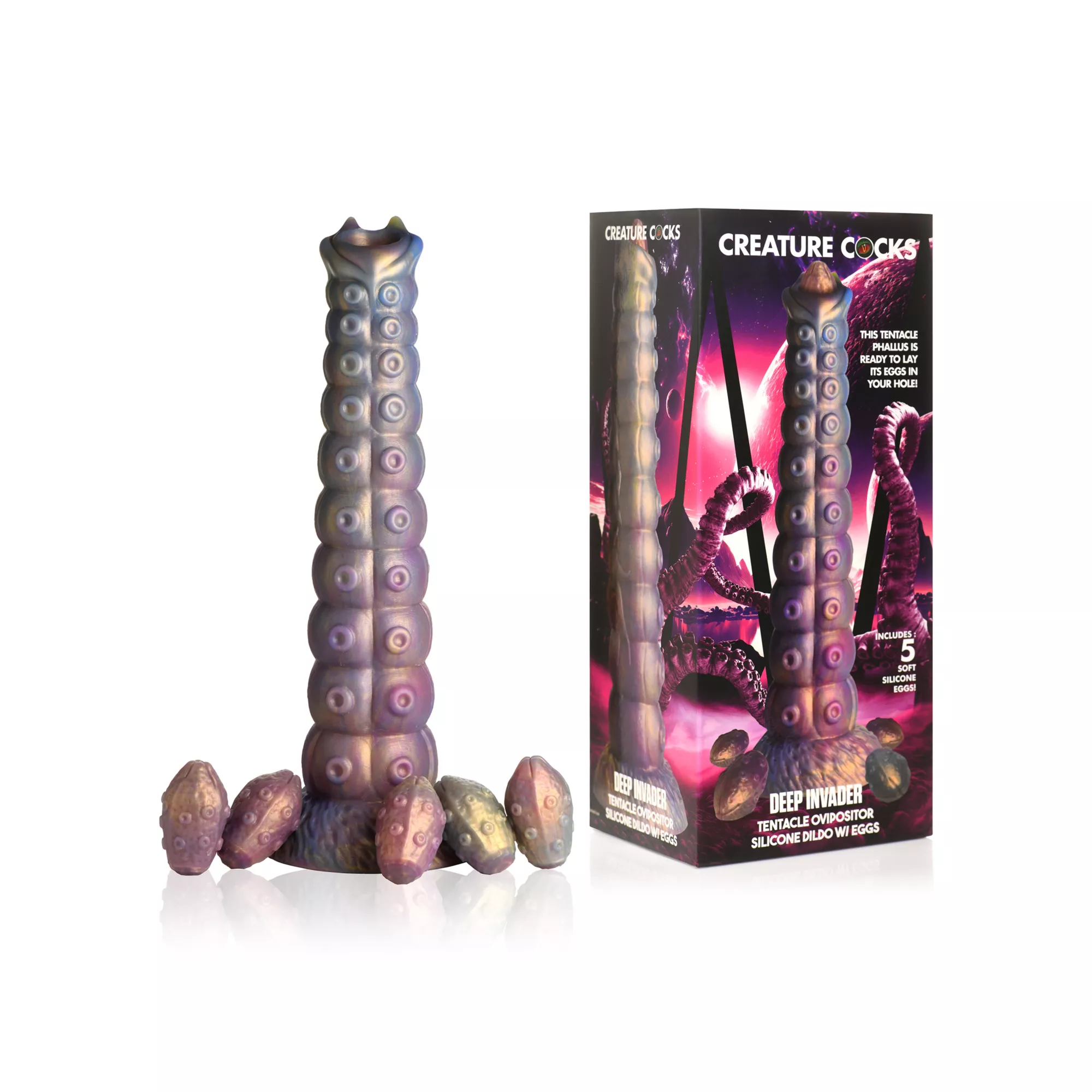 Creature Cocks Deep Invader Tentacle Ovipositor Dildo with Eggs at Spencer's