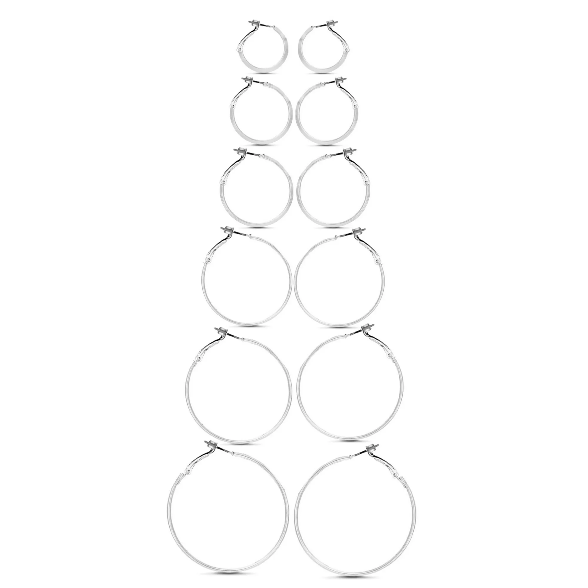 Silvertone Mixed Size Hoop Earrings - 6 Pair at Spencer's