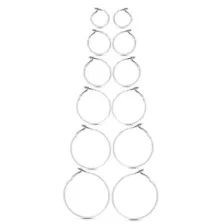 Silvertone Mixed Size Hoop Earrings - 6 Pair at Spencer's