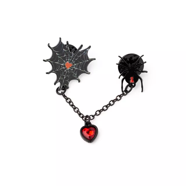 CZ Red and Black Spider Web Chain Pin at Spencer's