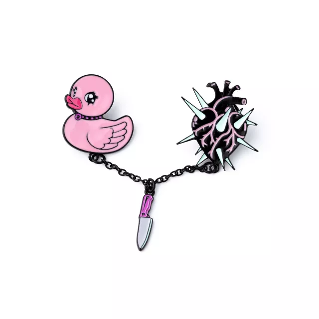 Pink Duck Spiked Heart 3-in-1 Pin at Spencer's