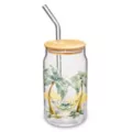 Stitch Palm Tree Glass Cup with Straw - Lilo & Stitch at Spencer's