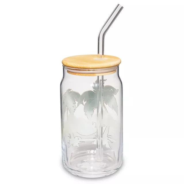 Stitch Palm Tree Glass Cup with Straw - Lilo & Stitch at Spencer's