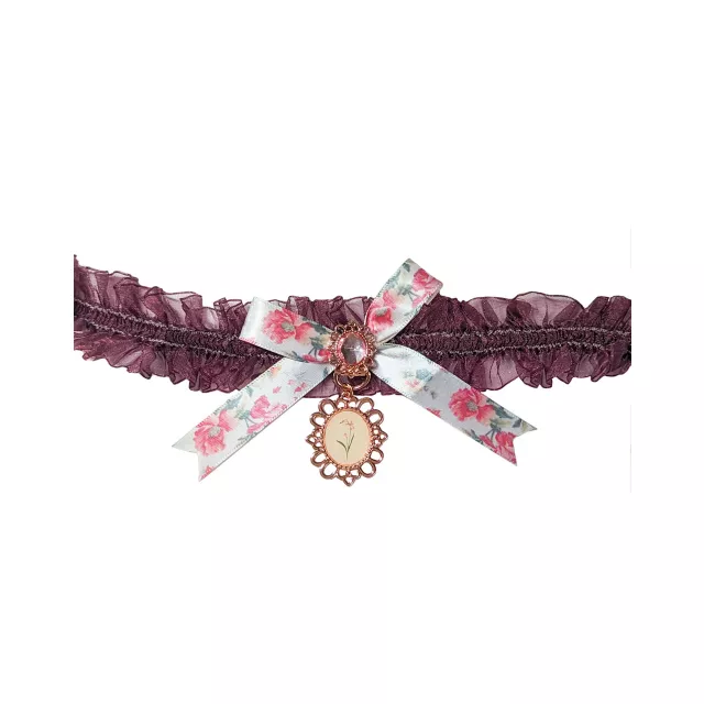 Floral Bow Black Ruffled Choker Necklace at Spencer's